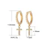 Crystal gold hoop earrings for women - with cross -  high quality - gift