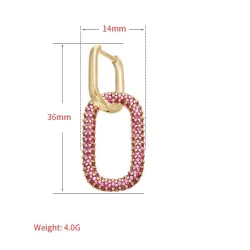 ZHUKOU hoop earring for women - 1 piece - brass cubic crystal design