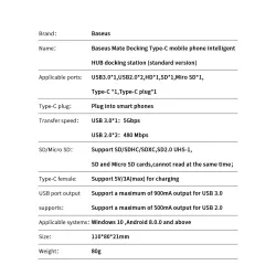Baseus - docking station - charger with stand - type-C HUB to HDMI - for Samsung S20 S10 / Huawei P30Chargers
