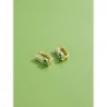 Elegant gold earrings - with square green crystalEarrings