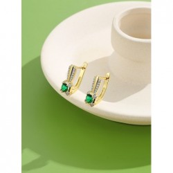 Elegant gold earrings - with square green crystalEarrings