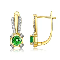 INALIS Gold Plated Stud Earrings For Women Square Green Copper Earring Female Wedding Fashion Jewelry Hot Selling Festival Gift