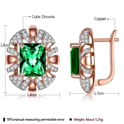 Luxurious oval stud earrings - with cubic zirconia - rose goldEarrings