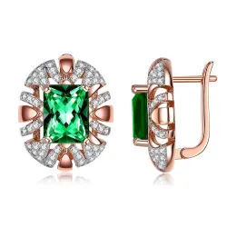 Earrings For Women Shining Clear Cubic Zirconia Romantic Rose Gold Copper Earring Anniversary Fashion Jewelry