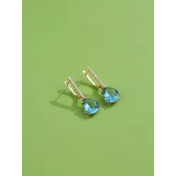 Earrings Copper Blue Water Drop Cubic Zircon Earring For Women Engagement Jewelry Recommend Romantic Gift