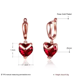 Luxurious earrings with red crystal heartEarrings