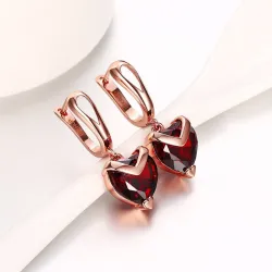 Luxurious earrings with red crystal heartEarrings