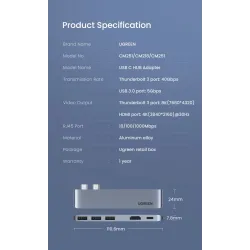 UGREEN - HUB USB C double type-C vers multi USB 3.0 4K HDMI - adaptateur Thunderbolt 3 - pour MacBook Pro Air