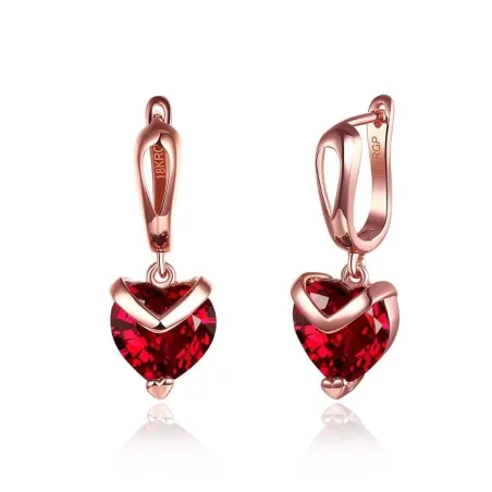 Luxurious earrings with red crystal heartEarrings
