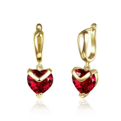 Luxurious earrings with red crystal heartEarrings