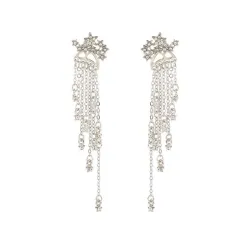 Long crystal earrings for women - gold / silver - stylish