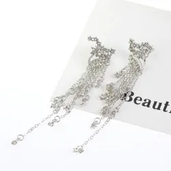 Long crystal earrings for women - gold / silver - stylish