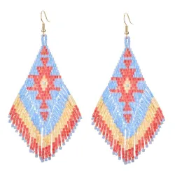 Ethnic style long earrings - with crystals beadsEarrings