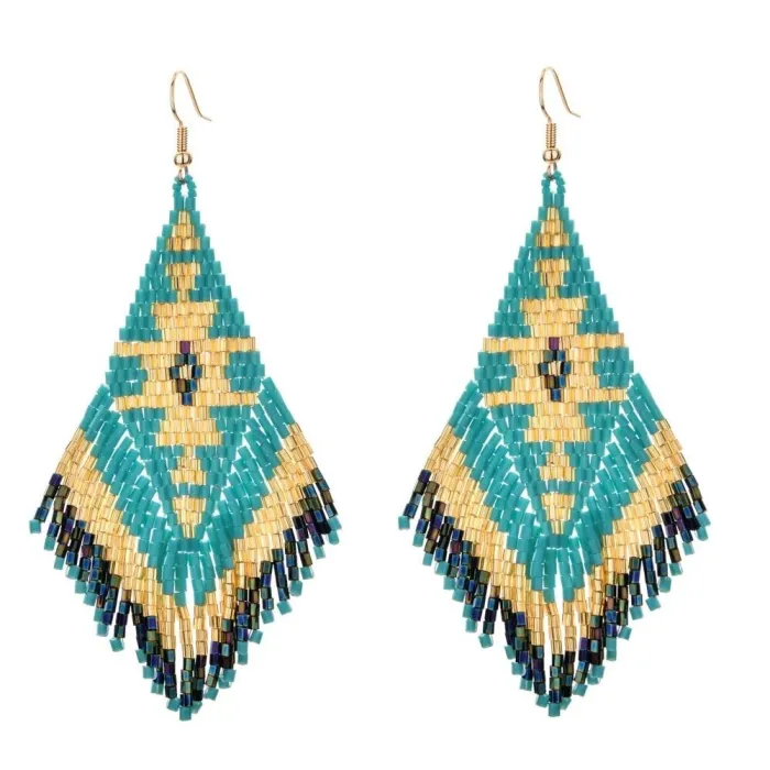 Ethnic style long earrings - with crystals beadsEarrings
