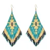 Ethnic Earings Fashion Jewelry Boho Drop Earrings for Women Bohemian Long Tassel Crystal Bead Handmade Earring Fringe Gifts