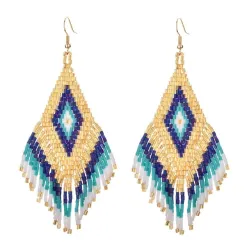 Ethnic style long earrings - with crystals beadsEarrings
