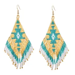 Ethnic style long earrings - with crystals beadsEarrings