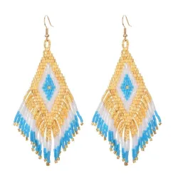 Ethnic style long earrings - with crystals beadsEarrings