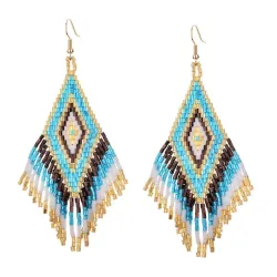 Ethnic style long earrings - with crystals beadsEarrings