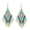 Ethnic style long earrings - with crystals beadsEarrings