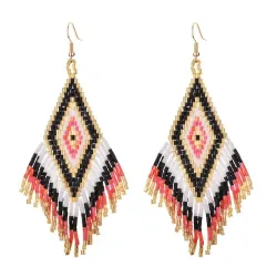 Ethnic style long earrings - with crystals beadsEarrings