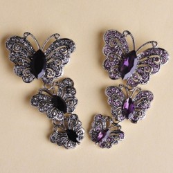 Vintage brooch with triple crystal butterflies