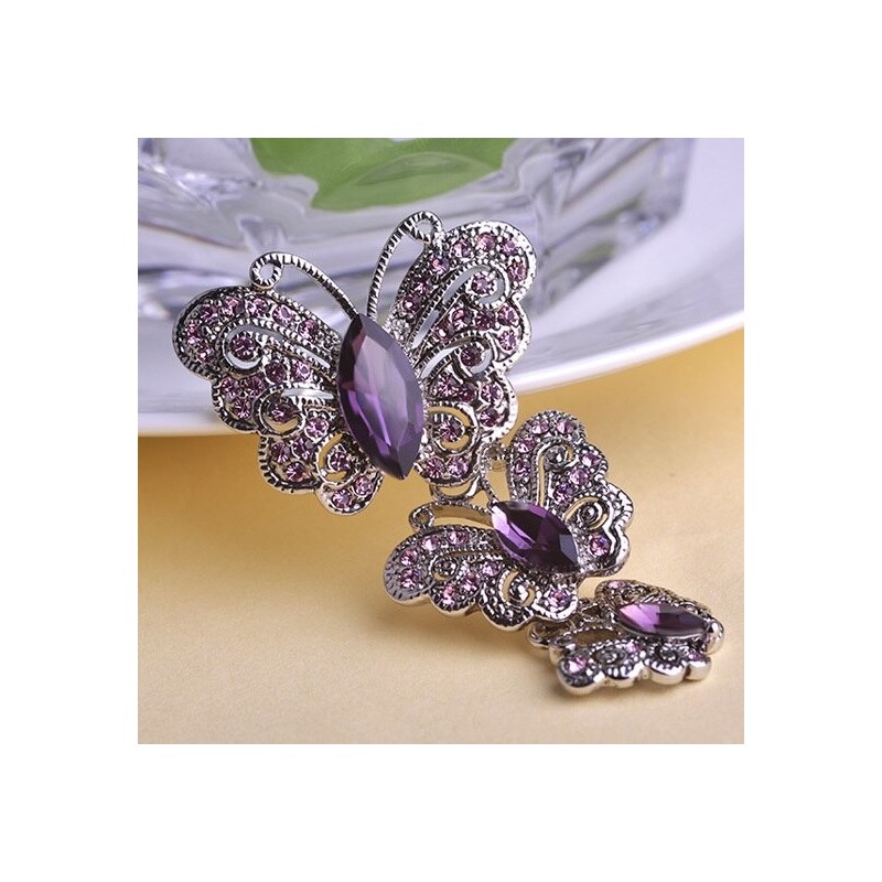 Vintage brooch with triple crystal butterfliesBrooches