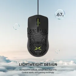 Honeycomb deluxe lightweight gaming mouse - 67gram -  ultra weave cable for computer gamer