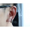 Petites boucles d'oreilles rondes style Hip Hop - avec rivets - noir / argent - unisexe