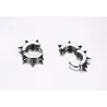 Hip Hop style small round earrings - with rivets - black / silver - unisexEarrings