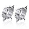Hip Hop style small round earrings - with rivets - black / silver - unisexEarrings