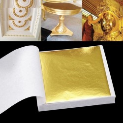 Shiny gold leaf - sheet paper - for gilding furniture / walls / craft / decoration - 9 * 9 cm - 100 sheets