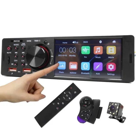 Bluetooth car radio - 4.1" - 1 DIN - TF - USB - ISO - MP5 player - touch screen - fast chargerDin 1