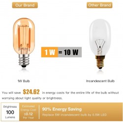 Vintage LED bulb - Edison tube - T22 - 2200K - E12 / E14 - 1W - dimmable - amber glass