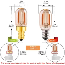 Vintage LED bulb - Edison tubular - T22 - E12 - E14 - 1W - dimmable - 2200K gold