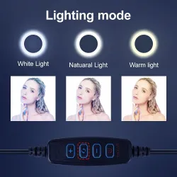 Anneau selfie LED - lampe à lumière d'appoint - avec trépied - pour maquillage / vidéo / photos - dimmable