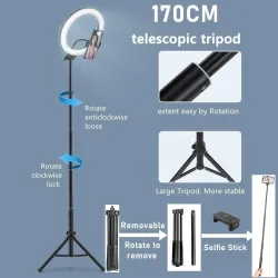 T33CM 26CM RGB led ring light - with tripod - photography - makeup - selfies - video - live