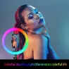 Selfie LED ring - RGB - dimmable fill light - with tripod - for photography / makeup / videoTripods & stands