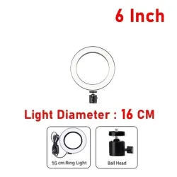 Anneau selfie LED - lampe à lumière d'appoint - avec trépied - pour maquillage / vidéo / photos - dimmable