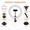 Anneau selfie LED - lampe à lumière d'appoint - avec trépied - pour maquillage / vidéo / photos - dimmable