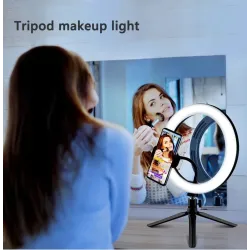 Anneau selfie LED - lampe à lumière d'appoint - avec trépied - pour maquillage / vidéo / photos - dimmable