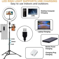 Anneau selfie LED - lampe à lumière d'appoint - avec trépied - pour maquillage / vidéo / photos - dimmable