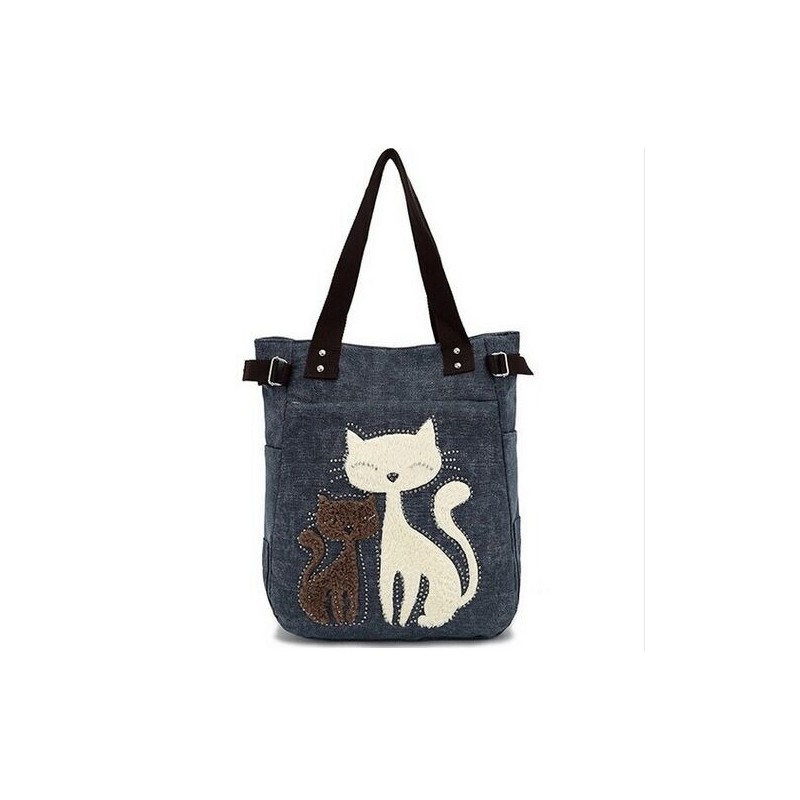 Classic canvas bag with printed cat