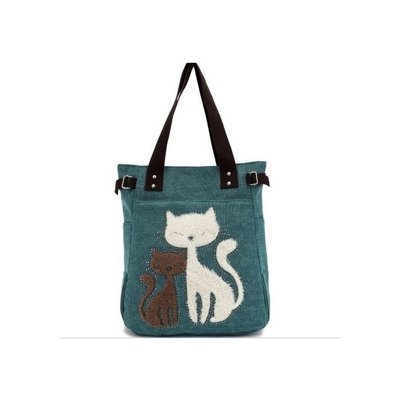 Classic canvas bag with printed cat