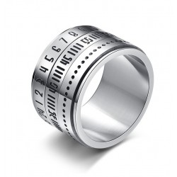Titanium ring with arabic numerals & time rotating - calendarRings