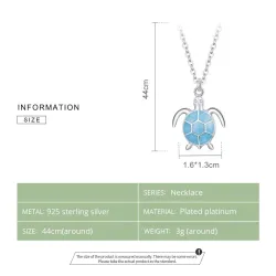 Elegant necklace with blue turtle - 925 sterling silver