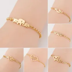 Elegant stainless steel bracelet - elephants / butterflies / hearts
