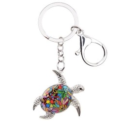Metal keychain with enamel sea turtle
