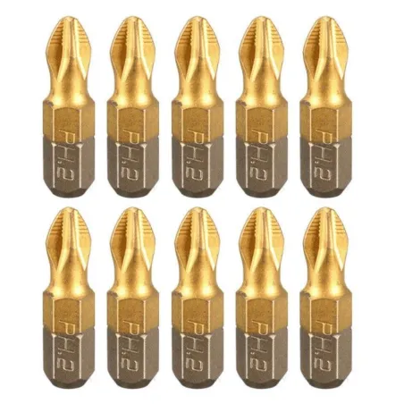 10pcs/lot 25mm Screwdriver Bits 1/4 Inch Titanium Coated Anti Slip Phillips Hex Shank PH2 Electric Screw Driver Bit Hand Tools