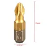10pcs/lot 25mm Screwdriver Bits 1/4 Inch Titanium Coated Anti Slip Phillips Hex Shank PH2 Electric Screw Driver Bit Hand Tools